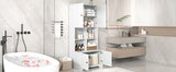 Bathroom storage cabinet, 4-door independent cabinet, adjustable shelf, open multi-layer shelf, white - V.I.P Digital Presence