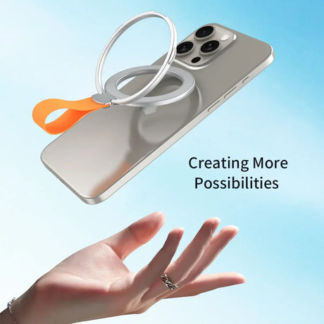 Magnetic Cell Phone Ring Holder for MagSafe Magnet Stand with Strap for IPhone 13 14 15 Samsung Mac Safe Removable Grip Bracket - V.I.P Digital Presence