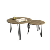 27.56'' Round Nesting Coffee Table Set of 2, Circular Nesting End Table Set  Sturdy Metal Base for Living Room, bedroom, Brown - V.I.P Digital Presence