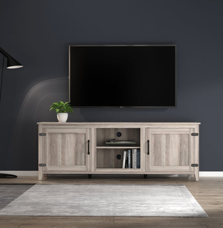 TV Stand Storage Media Console Entertainment Center With Two Doors, Grey Walnut - V.I.P Digital Presence