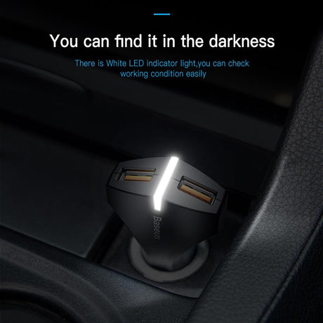 Baseus  Charge 3.0 Car Charger 5V3A Dual USB Port QC3.0 Quick Charger Mobile Phone Fast Charging Charger 2 USB Car-Charger - V.I.P Digital Presence