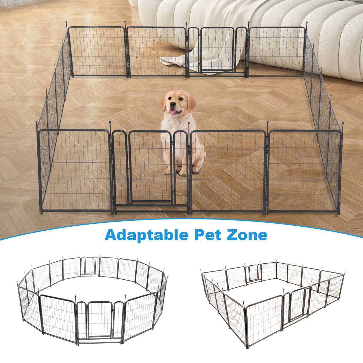 16 Panels Dog Playpen for outdoor,yard,camping,24"Height dog fence with 2 doors. - V.I.P Digital Presence