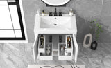 30" Bathroom Vanity with Sink  Multi-functional Bathroom Cabinet with Doors and Drawers Solid Frame and MDF Board, White - V.I.P Digital Presence
