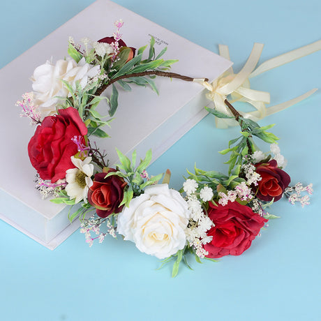Flower garland headwear Hawaiian flower girl beautiful super fairy bride rose ring accessory - V.I.P Digital Presence