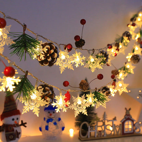 Snowflake Pinecone Christmas Wreath Light String Bell Pine Needle Red Berry Doll Staircase Decorative Light - V.I.P Digital Presence
