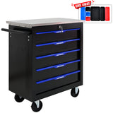 5 DRAWERS MULTIFUNCTIONAL TOOL CART WITH WHEELS-BLACK+BLUE - V.I.P Digital Presence