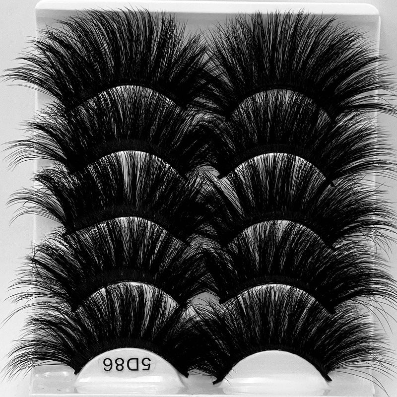 5D 25mm 5 Pairs Mink Eyelashes Multi-Layer Lengthening Thick Thickened False Eyelashes - V.I.P Digital Presence