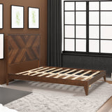 Mid-Century Modern Platform Bed Wood Slat Support with No Box Spring Needed,Queen, Walnut - V.I.P Digital Presence