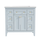 36 inch bathroom vanity with resin sink combination set with 6 drawers and 2 cabinets, storage cabinet vanity set, light blue - V.I.P Digital Presence