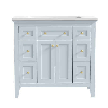 36 inch bathroom vanity with resin sink combination set with 6 drawers and 2 cabinets, storage cabinet vanity set, light blue - V.I.P Digital Presence