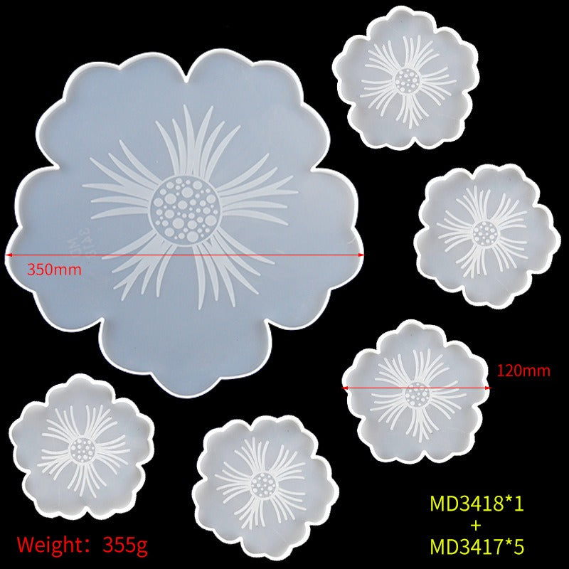 Drip Glue Mold Diy Flower Cherry Blossom Coaster Mold Petal Resin Tray Tea Tray Set Fruit Tray Silicone Mold - V.I.P Digital Presence