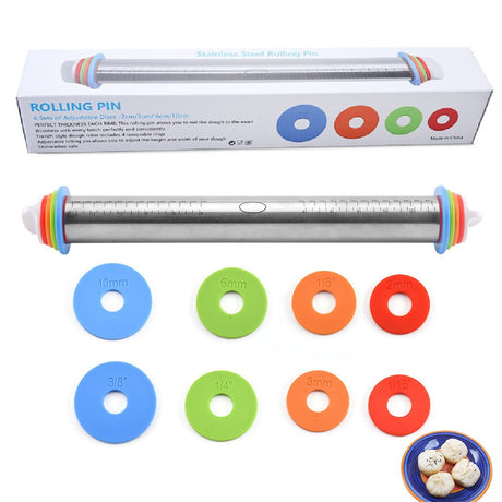 17 inch stainless steel adjustable thickness rolling pin scale rolling pin leather material kneading tool - V.I.P Digital Presence