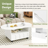 ON-TRANS flexible cream style coffee table with 2 brake wheels, drawers, large storage space, white, 39.37 '' x 23.6 '' - V.I.P Digital Presence