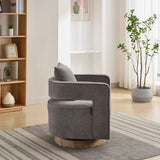 29.1"W Swivel Accent Open Back Chair Modern Comfy Sofa Chair With Weathered Base (Charcoal,Linen Blend) - V.I.P Digital Presence