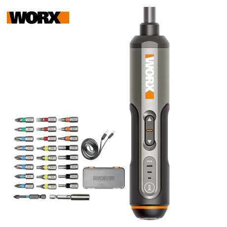 Worx 4V Mini Electrical Screwdriver Set WX240 Smart Cordless Electric Screwdrivers USB Rechargeable Handle with 26 Bit Set Drill - V.I.P Digital Presence