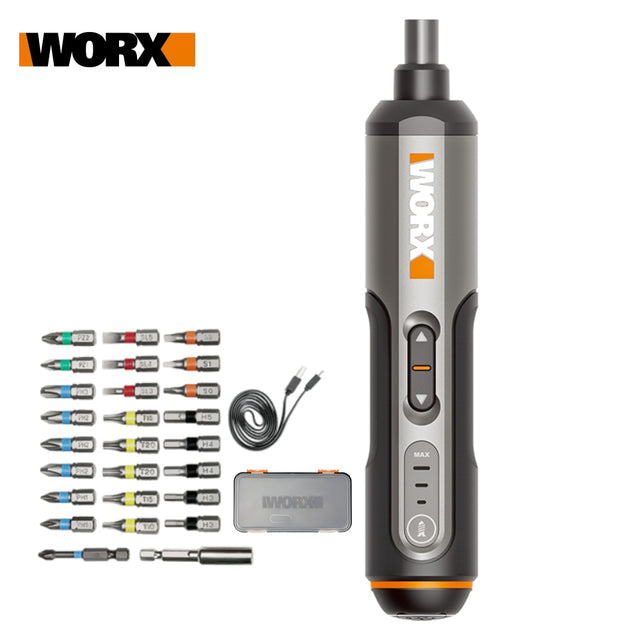 Worx 4V Mini Electrical Screwdriver Set WX240 Smart Cordless Electric Screwdrivers USB Rechargeable Handle with 26 Bit Set Drill - V.I.P Digital Presence