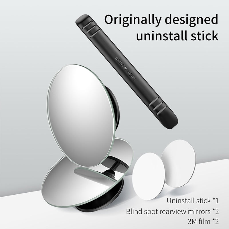 Baseus 2Pcs Car Holder HD Rear View Convex Mirror Auto Rearview Mirror 360 Degree Wide Angle Vehicle Blind Spot Rimless Mirrors - V.I.P Digital Presence
