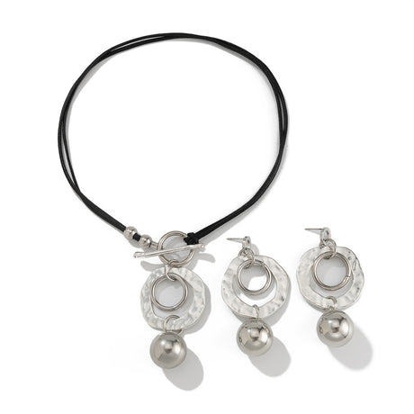 Ins Wind Circle CCB Leather Wax Thread Necklace Irregular Metallic Clavicle Chain Set - V.I.P Digital Presence