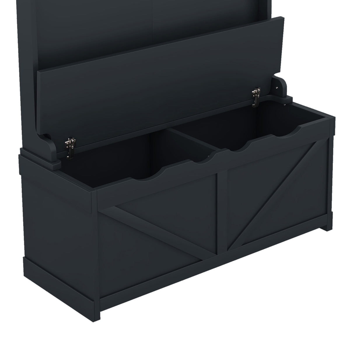 Hall tree with storage desk, entrance desk with drawers and 5 hooks, display rack, dark blue - V.I.P Digital Presence