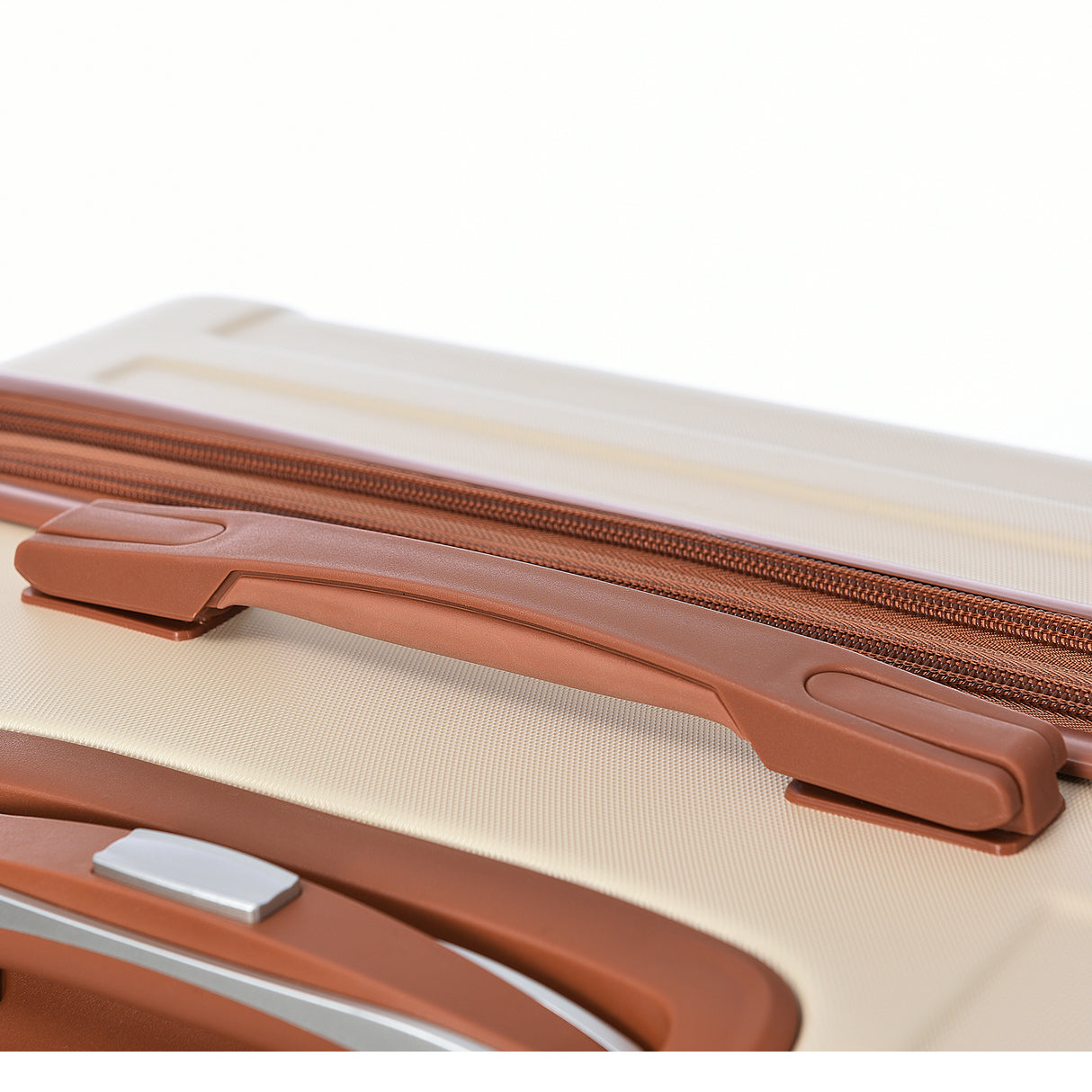 Luggage Sets New Model Expandable ABS Hardshell 3pcs Clearance Luggage (Beige and Brown)