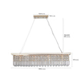 Modern Crystal Chandelier for Dining Room 8-Light Gold Rectangle Raindrop Chandelier L39.4'' x W9.8'' x H8.7'(Bulb Not Included) - V.I.P Digital Presence