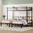 Twin over Twin & Twin Bunk Beds for 3, Twin XL over Twin & Twin Bunk Bed Metal Triple Bunk Bed, Black - V.I.P Digital Presence