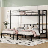 Twin over Twin & Twin Bunk Beds for 3, Twin XL over Twin & Twin Bunk Bed Metal Triple Bunk Bed, Black - V.I.P Digital Presence