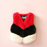 Melario Outerwear&Coats New autumn Winter Fashion Thick Warm Faux Fur Vest cute V-Neck Fur Patchwork Vest Girls clothes