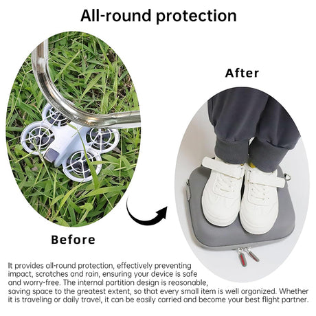 Protective grey hard case for DJI Neo. Two-way zipper, compact, for travel & protection. (Case only) - V.I.P Digital Presence