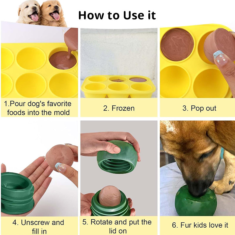6 - cavity dog treat molds , compatible with Woof & Power Chewer Pupsicle, silicone for frozen treats, reusable for Pupsicle toy - V.I.P Digital Presence