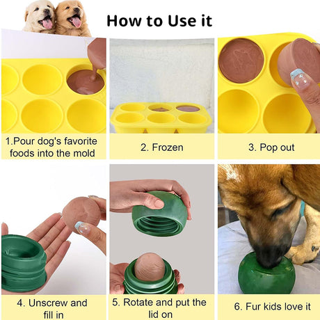 6 - cavity dog treat molds , compatible with Woof & Power Chewer Pupsicle, silicone for frozen treats, reusable for Pupsicle toy - V.I.P Digital Presence