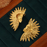 Geometric jewelry with wrinkled texture Indian style design titanium steel gold-plated earrings - V.I.P Digital Presence