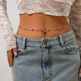 Bohemian style inlaid colorful crystal body chain ins style alloy versatile waist chain - V.I.P Digital Presence
