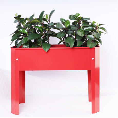 Mini Elevated garden bed, metal elevated outdoor flowerpot box, suitable for backyard and terrace, large flowerpot Red + Steel - V.I.P Digital Presence