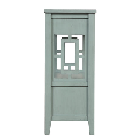 36'' Farmhouse Pine Wood Console Table Entry Sofa Table with 4 Drawers & 1 Storage Shelf (Retro Blue) - V.I.P Digital Presence