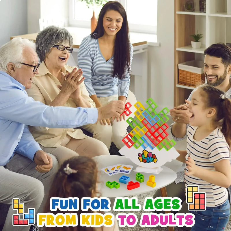 Juego de mesa de bloques de construcción apilables Tetra Tower Fun Balance para niños, adultos, amigos, equipo, dormitorio, familia, noche de juegos y fiesta