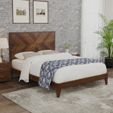 Mid-Century Modern Platform Bed Wood Slat Support with No Box Spring Needed,Queen, Walnut - V.I.P Digital Presence