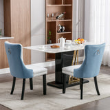 A&A Furniture Nikki Collection Modern High-end Tufted Solid Wood Contemporary PU 2-Pcs Set White+Light Blue