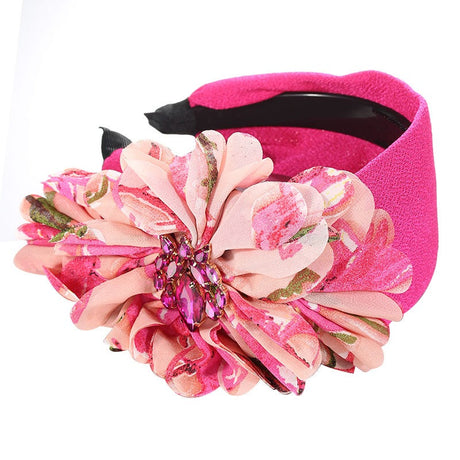 Diamond inlaid fabric flower toothed anti slip exaggerated headband - V.I.P Digital Presence