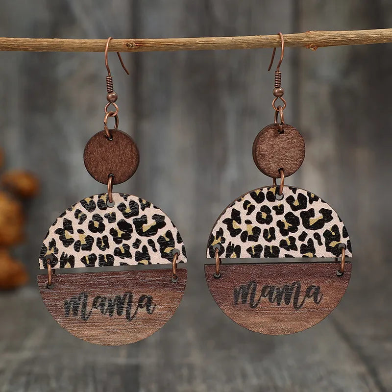 Wooden Leopard Round Shape Earrings - V.I.P Digital Presence