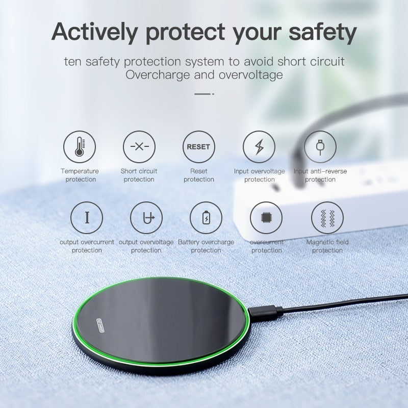 Cargador inalámbrico Qi de 10 W para iPhone X/XS Max XR 8 Plus, base de carga inalámbrica con espejo para Samsung S9 S10+ Note 9 8 