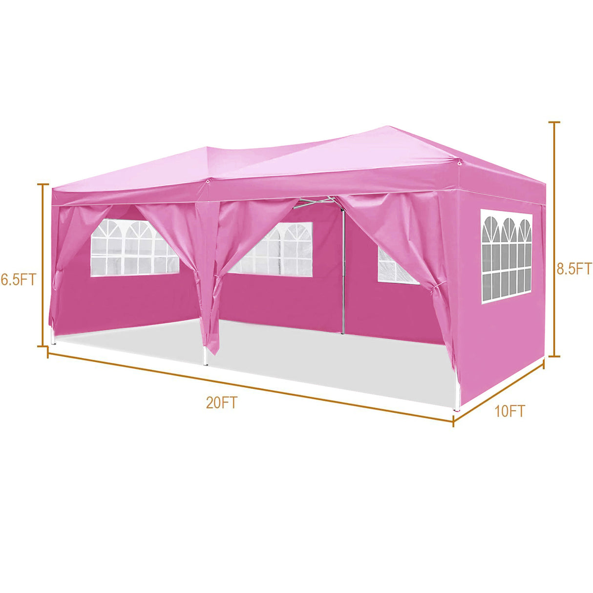 10'x20 'folding canopy with 6 detachable side wall outdoor activity sheds UPF 50+terrace portable tent (pink) - V.I.P Digital Presence