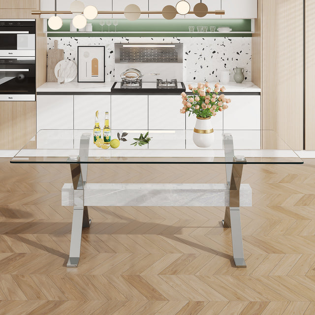 Dining table Modern tempered glass dining table 79 ''x39''x30 '' 1105 - V.I.P Digital Presence
