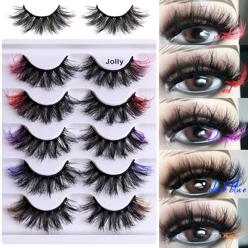 5 Pairs Of Colorful Fried False Eyelashes Multi Layer Thick Cross Mink Like Eyelashes - V.I.P Digital Presence