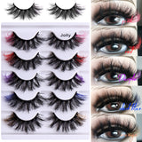 5 Pairs Of Colorful Fried False Eyelashes Multi Layer Thick Cross Mink Like Eyelashes - V.I.P Digital Presence