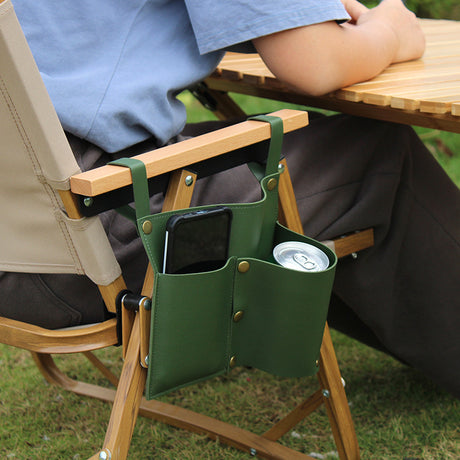 Camping chair leather storage bag mobile phone beer beverage storage bag outdoor chair side bag miscellaneous storage - V.I.P Digital Presence