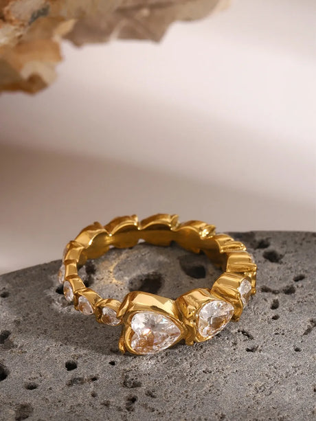 Stainless Steel Heart Rhinestone Ring - V.I.P Digital Presence