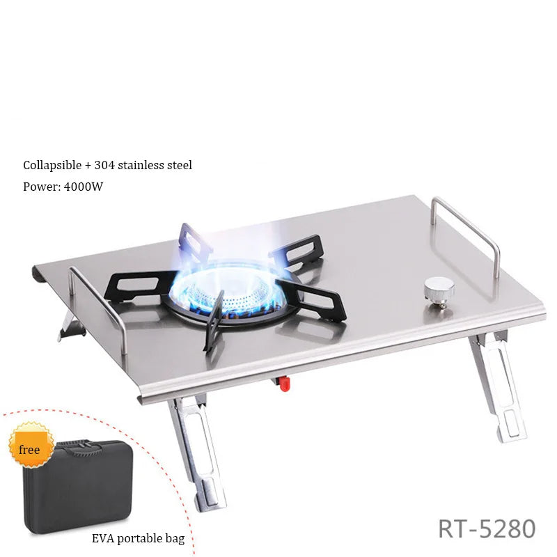Camping Gas Stove Foldable IGT Gas Stove 4000W Stainless Steel Camping Table Stove Portable Outdoor Picnic Desktop Furnace - V.I.P Digital Presence
