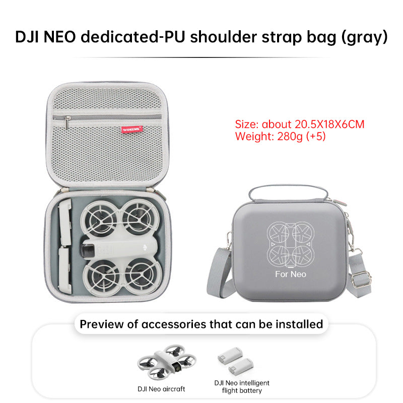 Protective grey hard case for DJI Neo. Two-way zipper, compact, for travel & protection. (Case only) - V.I.P Digital Presence