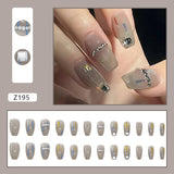 Transparent Gray Manicure Niche High-End Square Drill Wearing Nails Fake Nails Removable Nail Stickers Nail Stickers Finished Nails - V.I.P Digital Presence
